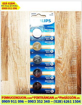 COMBO 01vỉ 5viên Pin 3v lithium Philips CR2032P5BC/93 chính hãng _Giá chỉ 54.000đ/ 5viên